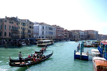 Fototapeta na wymiar Gondolas on Grand Canal, Venice, Italy