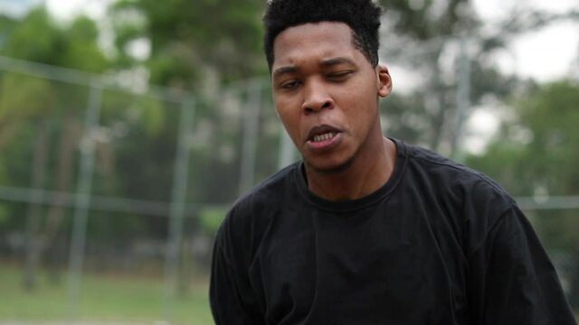 Black African man performing urban dance freestyle krump