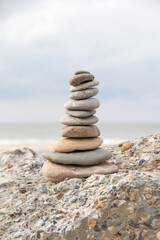 The balanced stones at the beach