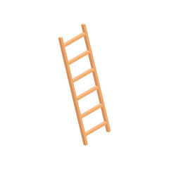 Isometric ladder stair vector staircase. Isolated ladder equipment cartoon wooden staircase