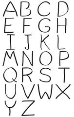 Vector Alphabet A to Z Freehand. Fonts Doodle.