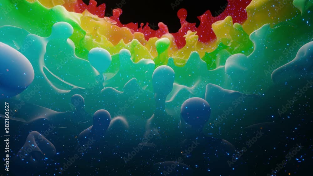 Poster smooth abstract animation of liquid gradient rainbow color in 4k. bright matte paint surface as abst