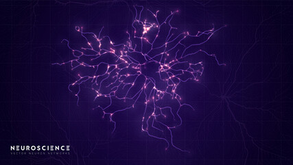Neuron system complex model. Neural net structure. Research of the human nerve network. Digital artificial organism. Human mind cells data analysis.