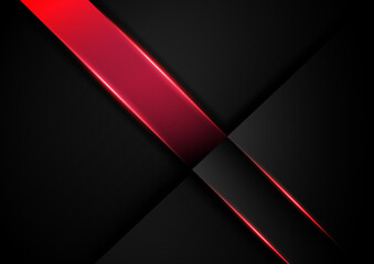 Abstract red grey overlapping layers design modern futuristic background with red light effect.