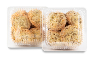 Shortbread with nuts and seeds, homemade cakes. Isolated on a white background close up