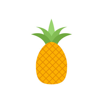 Cartoon pineapple vector cute silhouette exotic simple icon. Pineapple illustration flat fruit logo