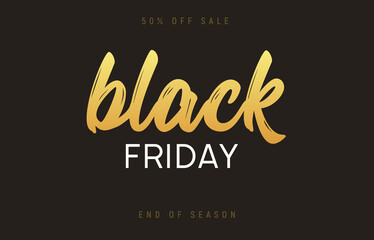 Black friday sale banner background vector promotion discount. Black friday gold sign