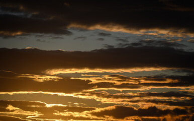 Beautiful and warm colored sunset sky.