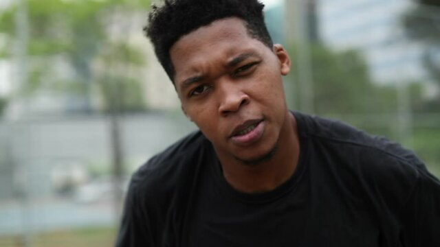 Black African man performing urban dance freestyle krump