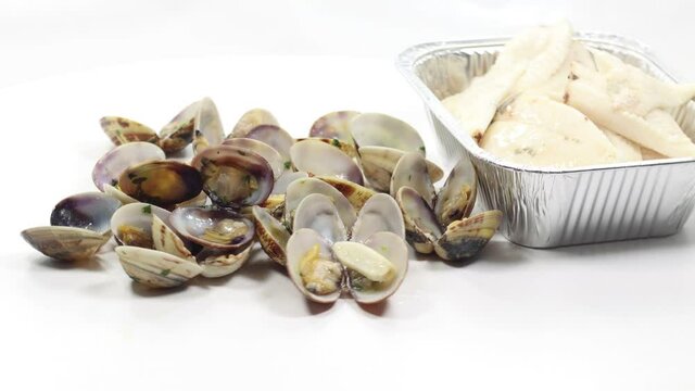 open clam shellfish seafood pasta sauce