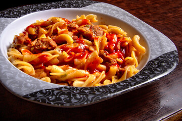 Close Shot of Tasty Colorful Noodles in a plate
