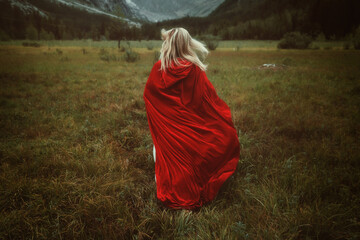 Blond woman running free