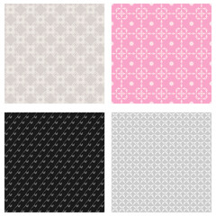 Decorative background patterns. Colors: black, pink, gray. Wallpaper texture. Vector set