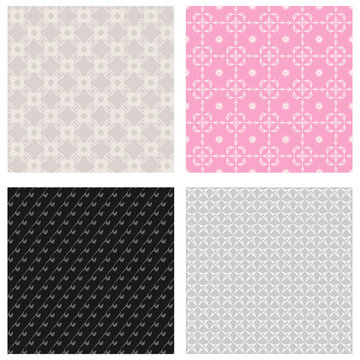 Decorative background patterns. Colors: black, pink, gray. Wallpaper texture. Vector set © PETR BABKIN