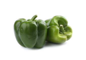 Fresh ripe green bell peppers isolated on white