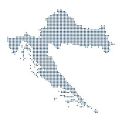 Obraz premium Croatia Map - Vector Pixel Solid Contour