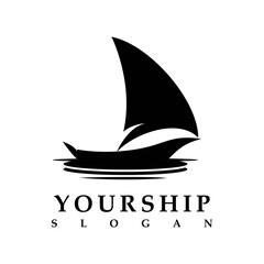 Ship Silhouette Vector Logo Design Art. Ship Design Vector