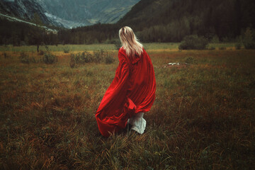 Woman with red cloak