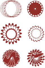 Red round abstract elegant figures with a transformation for design.