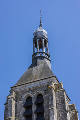 Fototapeta na wymiar View Tour Notre-Dame-du-Val at end of rue Notre-Dame - tower is only surviving vestige of Notre-Dame-du-Val collegiate church, destroyed during French Revolution. Provin, France.