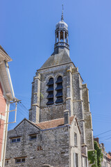 Fototapeta premium View Tour Notre-Dame-du-Val at end of rue Notre-Dame - tower is only surviving vestige of Notre-Dame-du-Val collegiate church, destroyed during French Revolution. Provin, France.