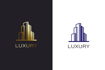 Building construction gold color logo design template