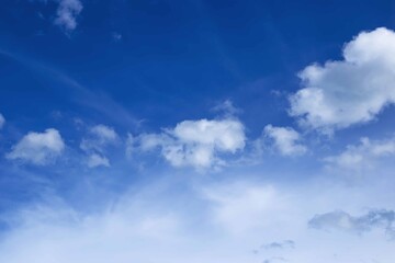 The sky is blue with beautiful clouds.