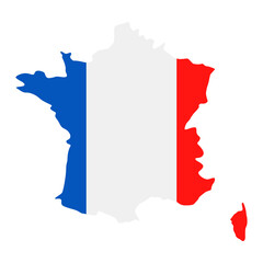 France Map Flag Fill Background - Vector illustation