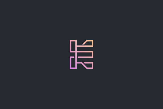 Minimal Geometrical Abstract Letter E Dark Background Logo Template