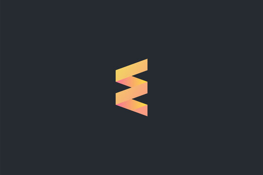 Minimal Geometrical Abstract Letter E Dark Background Logo Template