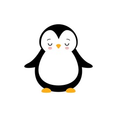 Cute penguin icon in flat style. Cold winter symbol. Antarctic bird, animal illustration.