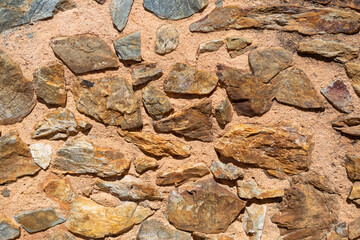 Architecture textures, detailed wall masonry schist and granite mix