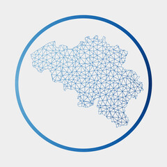Belgium icon. Network map of the country. Round Belgium sign with gradient ring. Technology, internet, network, telecommunication concept. Vector illustration.