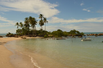 The perfect beaches on the paradise island of Morro do Sao Paolo in Brazil