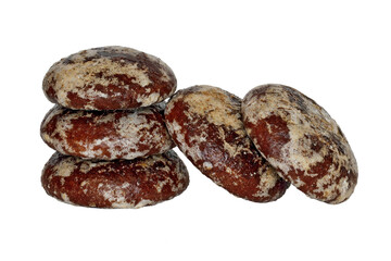 Delicious chocolate gingerbread isolated on a white background