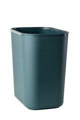 Dark green plastic bucket isolated on white