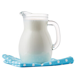 Glass milk jar isolated on white background