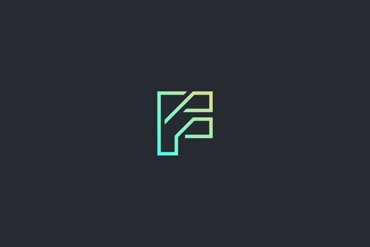 Minimal Geometrical Abstract Letter F Dark Background Logo Template