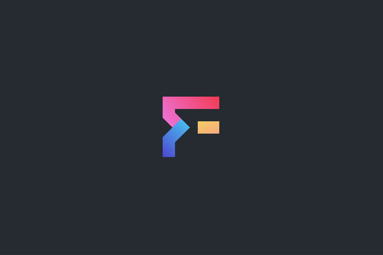 Minimal Geometrical Abstract Letter F Dark Background Logo Template