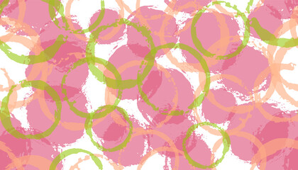 Fototapeta premium Modern painted circles geometry fabric print. Circular splotch overlapping elements vector seamless 