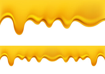 Dripping honey juice vector syrup. Jelly honey or lemon cartoon liquid drop bee oil