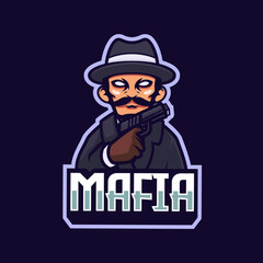 Mafia gangster e-sport team logo design emblem