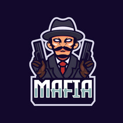 Mafia gangster e-sport team logo design emblem