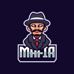 Mafia gangster e-sport team logo design emblem