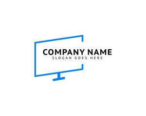 Computer Monitor Logo Design Template Vector Illustration