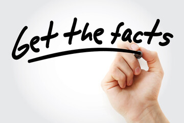 Get the facts text with marker, business concept background