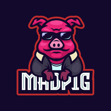 Mad Pig Team E-sport Mascot Logo Emblem