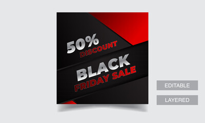 Black Friday sale banner, Editable Black Friday post banner design