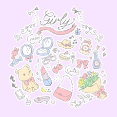 手描きガーリーなイラスト