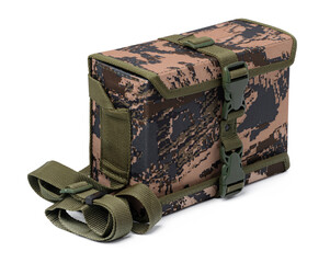 Bag for storage of hunting cartridges isolated on white